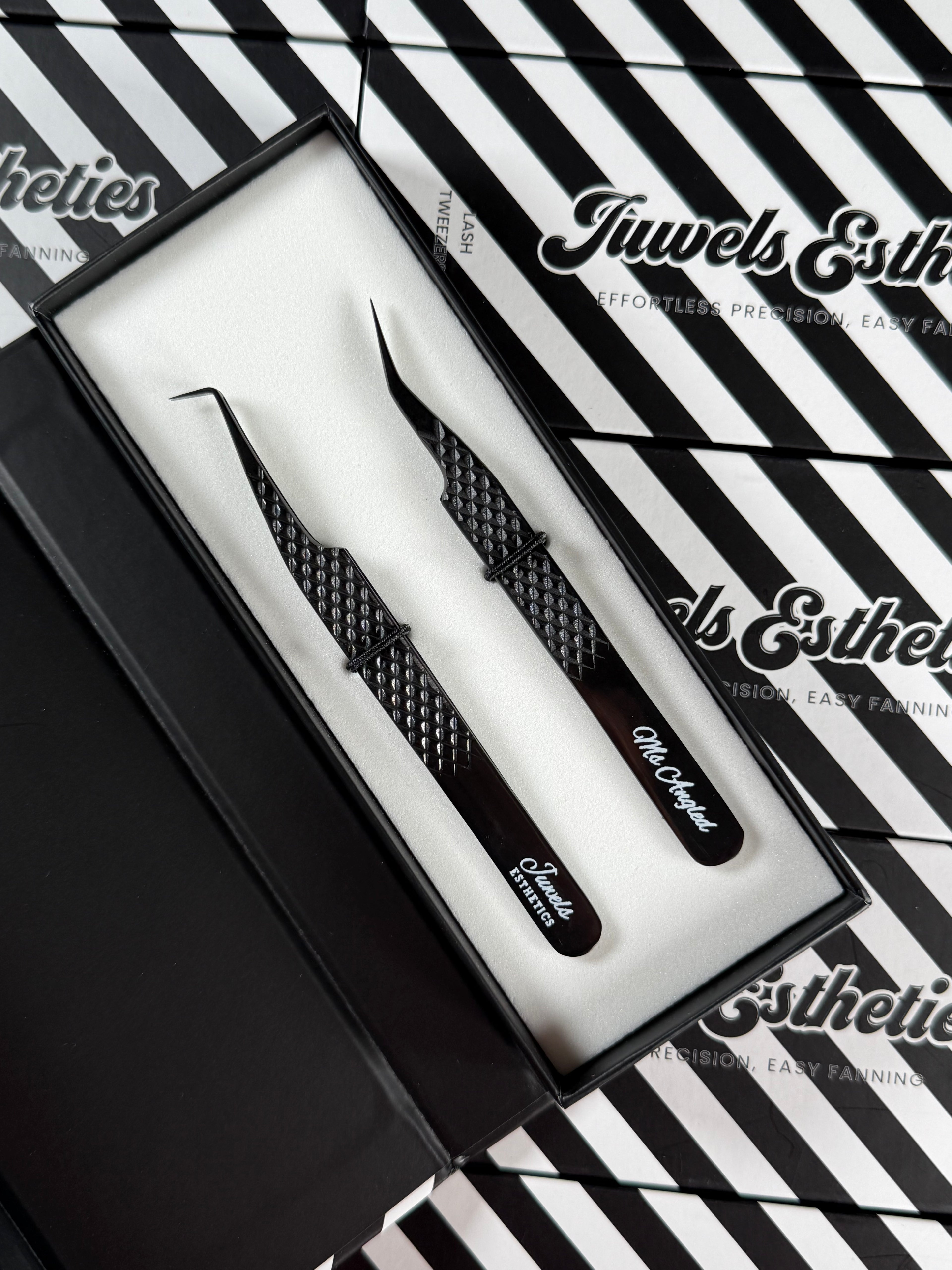 Shiny Black Tweezer Duo