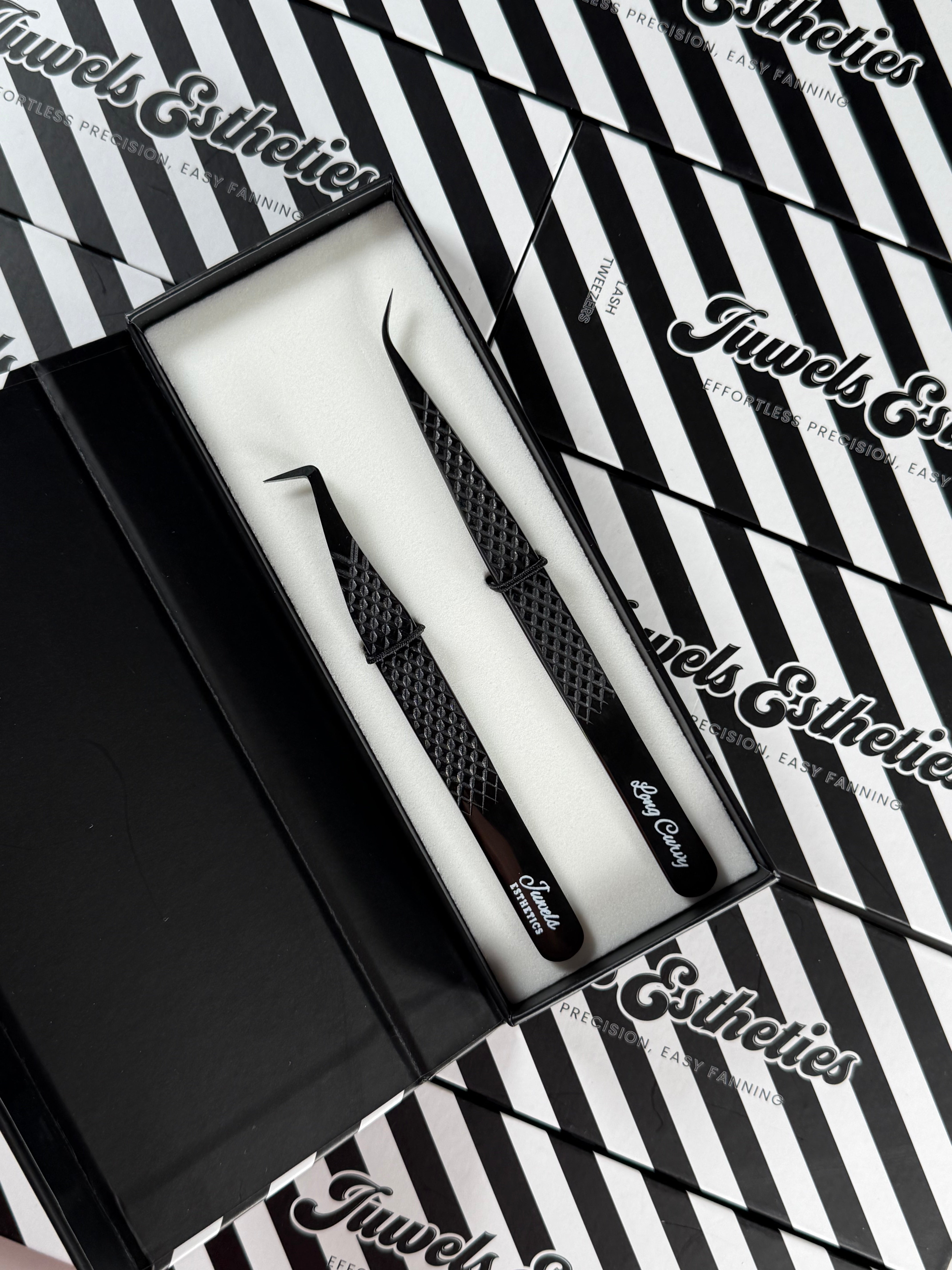 Shiny Black Tweezer Duo
