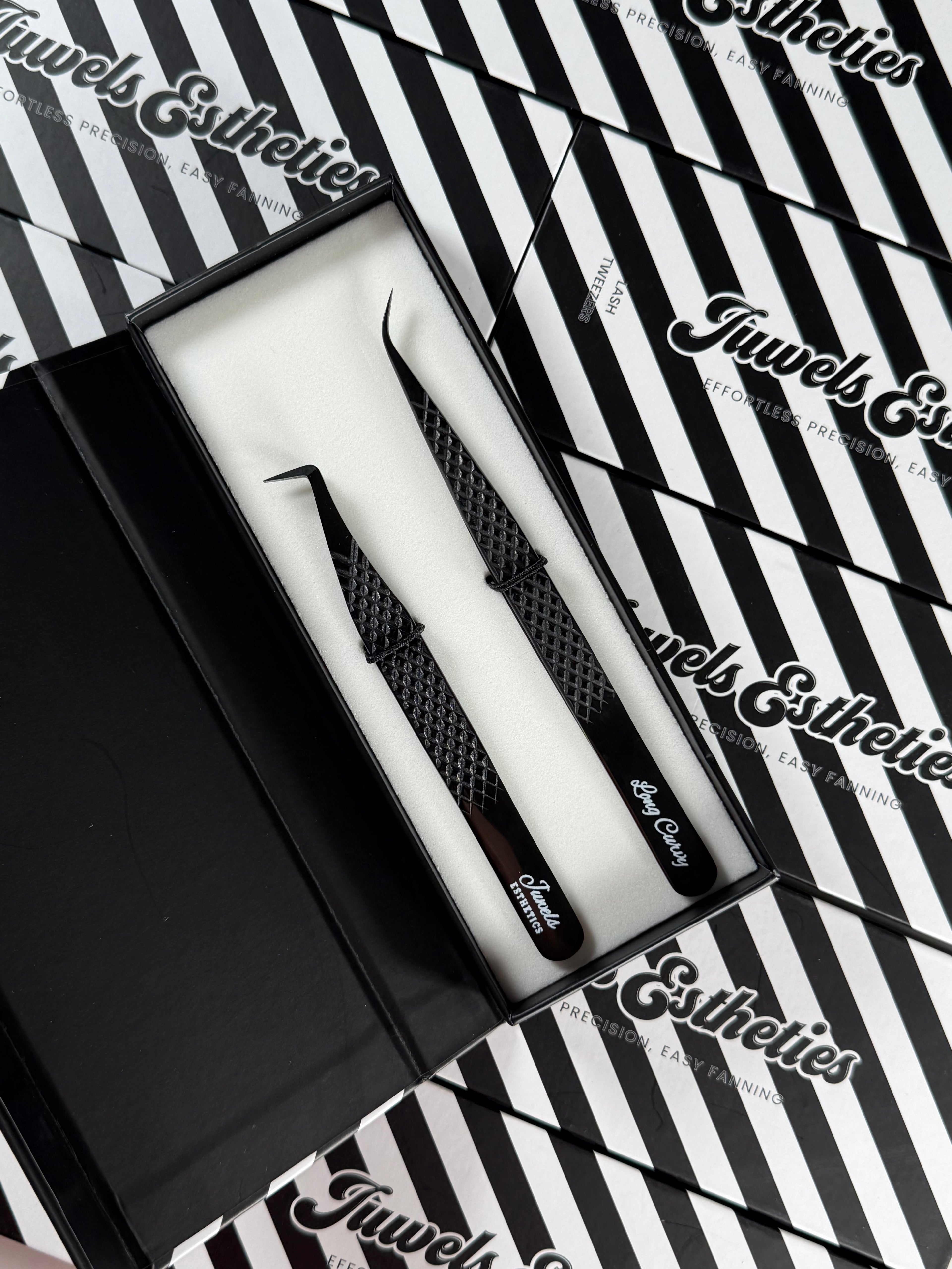 Shiny Black Tweezer Duo